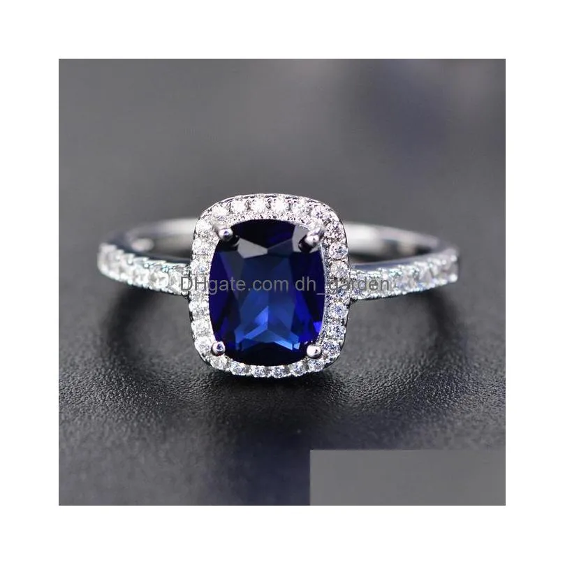 multicolored square large zircon ring classic qualities diamond white gold plated workmanship explosion