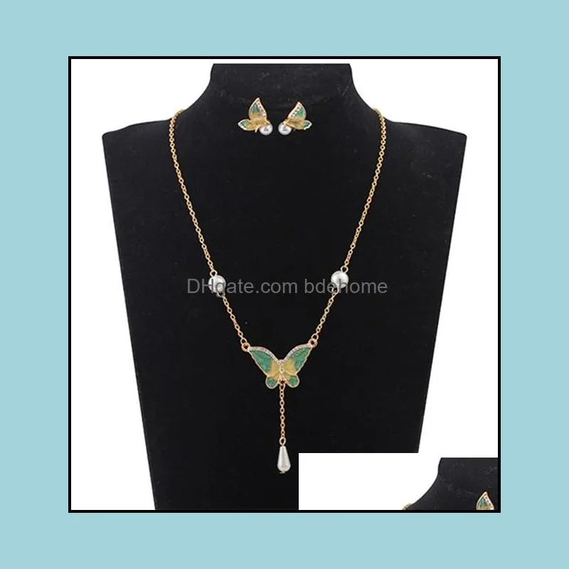 colorful butterfly jewelry sets enamel insect wedding bridal jewelry sets party jewelry set