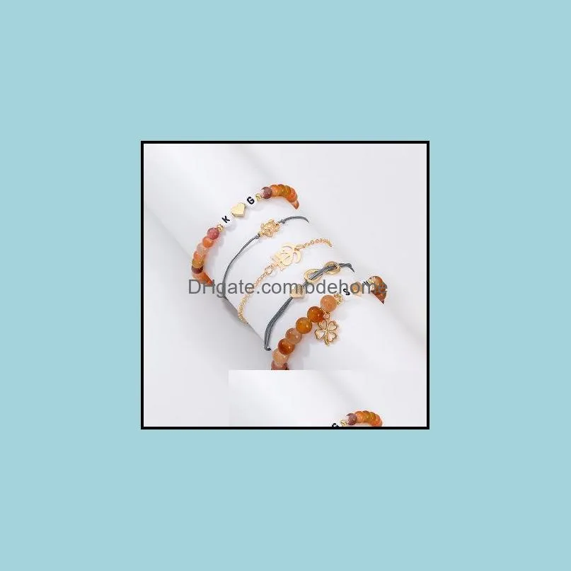 bracelets sets fashion letters shell bracelet 5 piece set combination jewelry creative acrylic beads bracelets