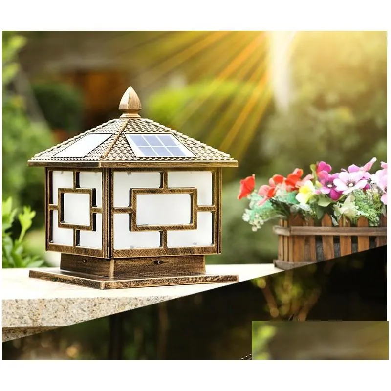 solar light fence post cap lights for garden decoration outdoor waterproof landscape courtyard pillar lamps led lamp