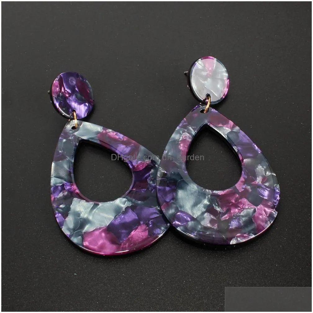 exaggerated water drop geometric circle acetate acrylic resin leopard print big dangle drop statement ladys earrings shipping