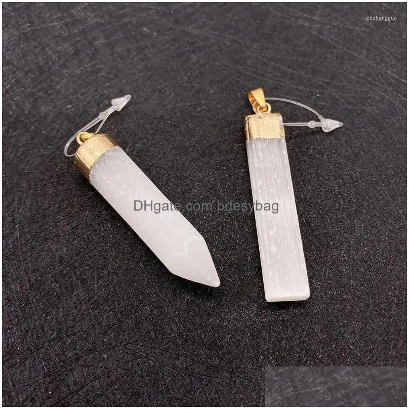 charms 1pc natural stone gold plated crystal necklace pendant 1555mm cube white charm jewelry diy earring accessories