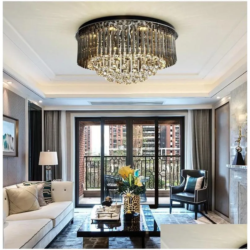 black home decor ceiling chandelier modern crystal lamp for bedroom luxury living room chandeliers lighting fixtures