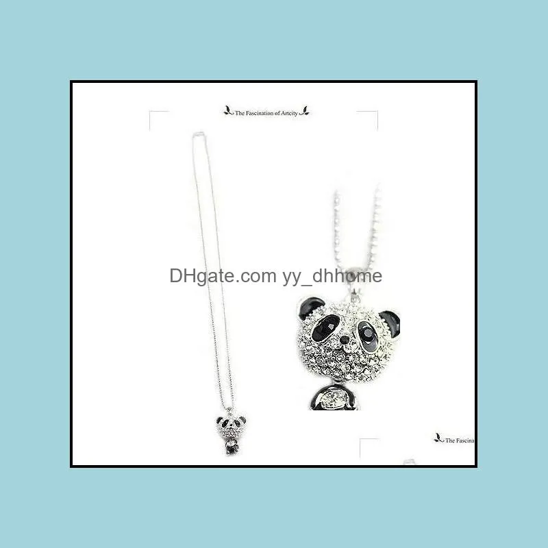 pendant necklace women imitation diamond sweater beautifully chain necklace cute female panda jewelry chain necklaces