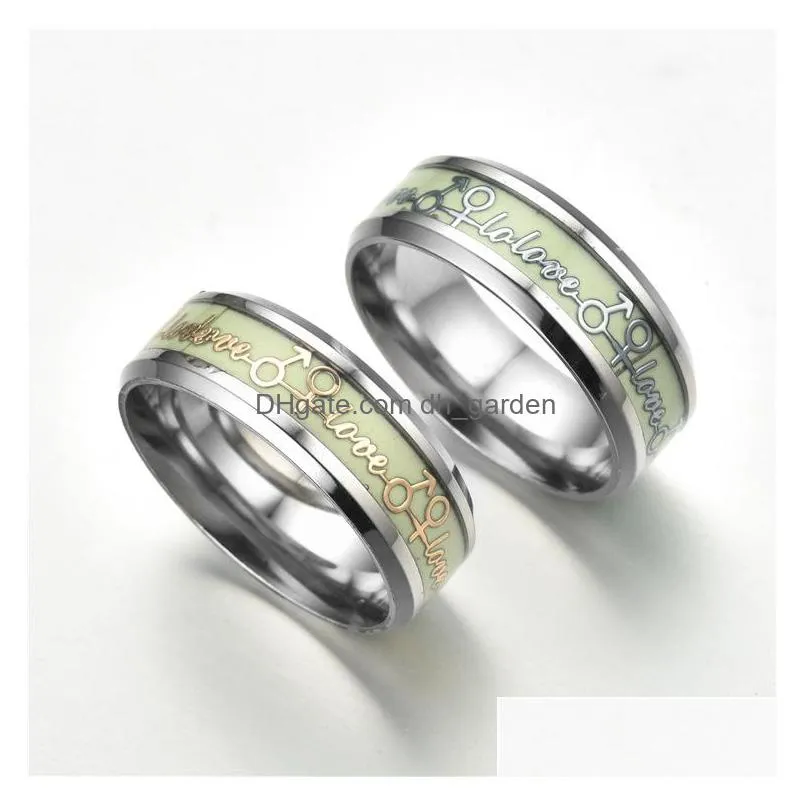 8mm titanium steel new luminous eternal love ring popular jewelry band rings designer wholesale