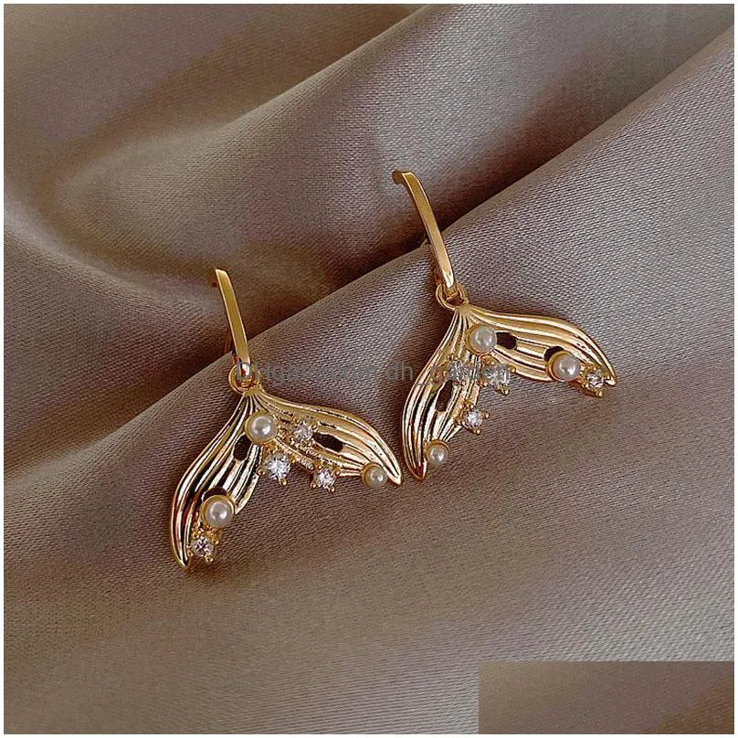 high quality alloy stud full diamond pony wings earrings ear cute owl bird pearl earring for women