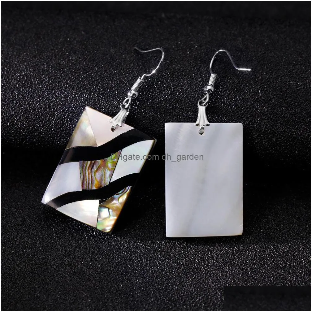 wholesale abalone earrings geometric shell earrings dangle fashion colorful unique charms women jewelry decoration es1d023 