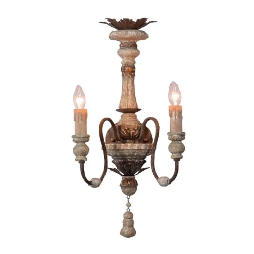 french wall lamps carved vintage wood wall lighting 2 light interior retro sconce for bedroom indoor loft decor hallway