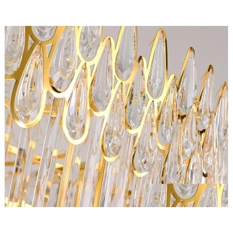  luxury crystal light chandelier for staircase modern loft chain lighting fixtures home decoration gold led cristal lamps