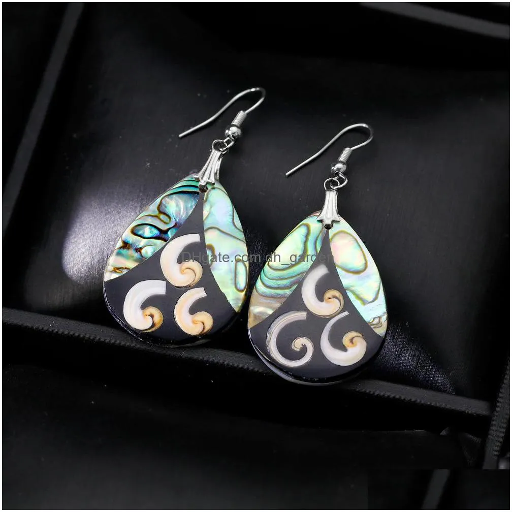 wholesale natural abalone earrings teardrop dangle paua shell handmade jewelry for women teen girl es1d016 shipping