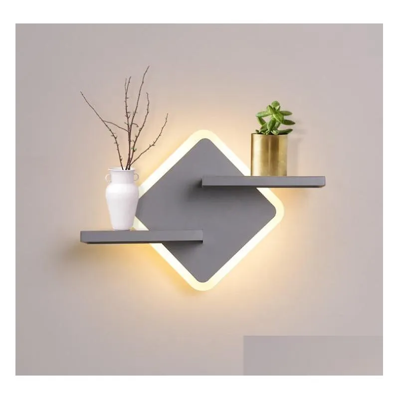 shelf bedside acrylic led wall lamp nordic postmodern minimalist art living room decoration simple bedroom lamps