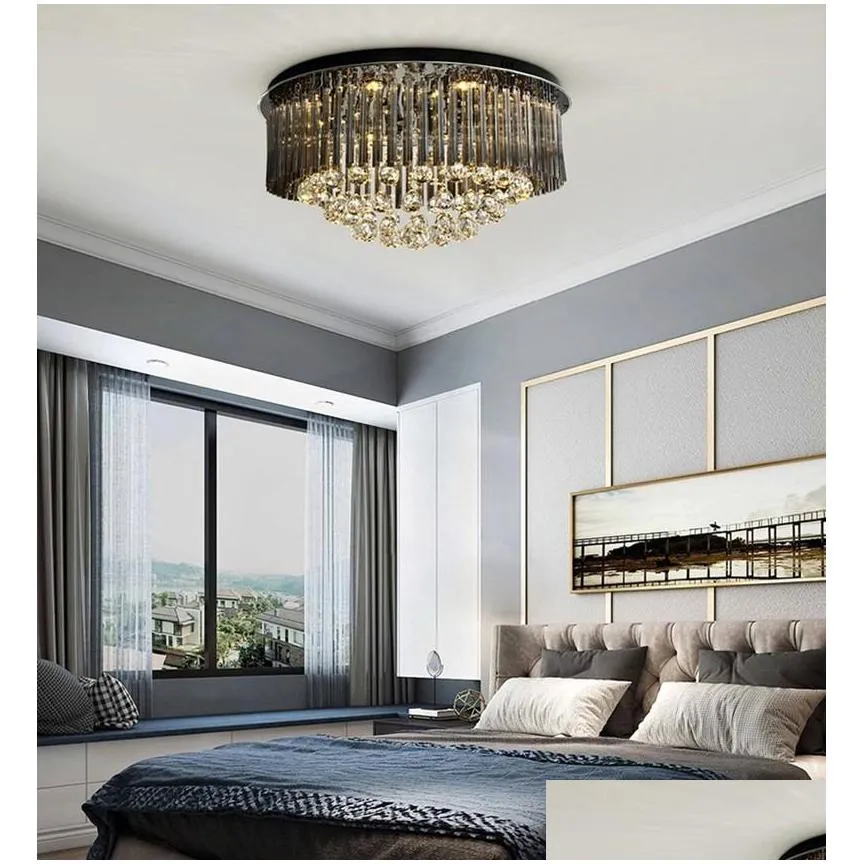 black home decor ceiling chandelier modern crystal lamp for bedroom luxury living room chandeliers lighting fixtures