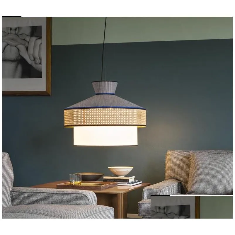 japanese simple art fabric pendant lamps led e27 restaurant modern suspension luminaire living room decoration bedroom study