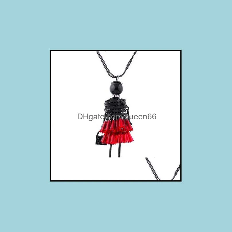 rhinestone necklaces lovely dress doll sweater girls pendant jewelry chain long necklace