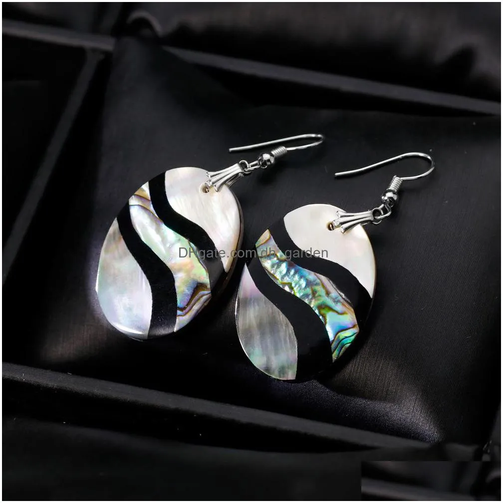 wholesale abalone earrings geometric shell earrings dangle fashion colorful unique charms women jewelry decoration es1d023 