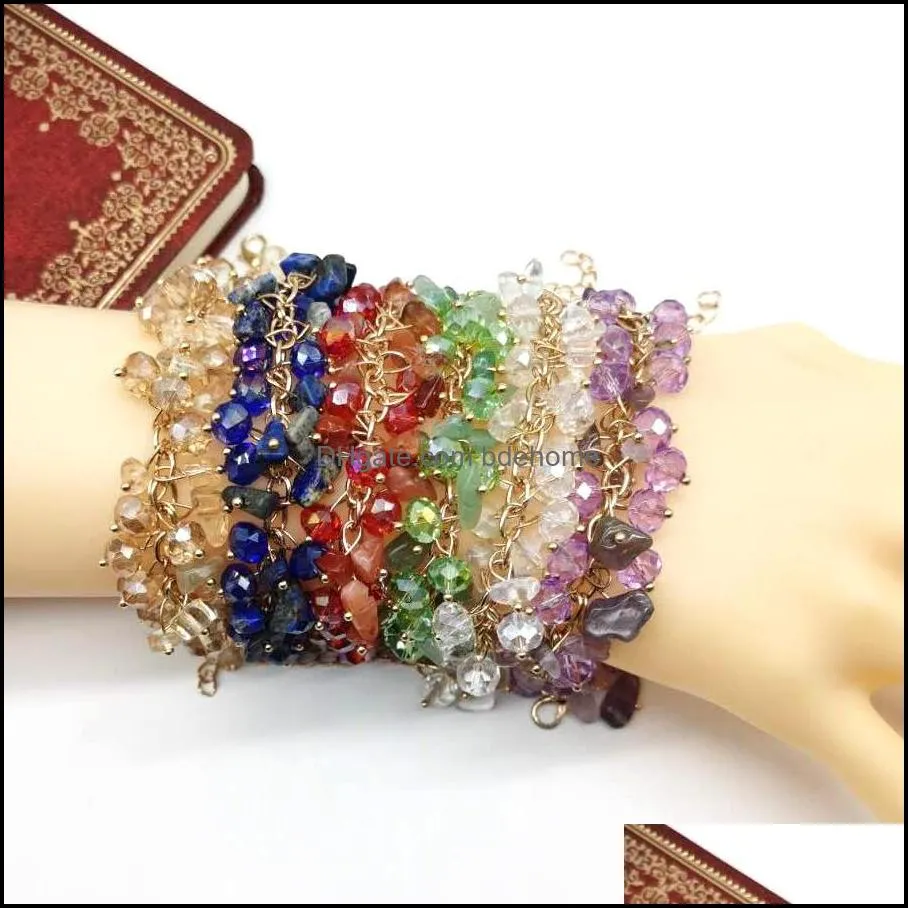 natural stone gravel crystal bracelet fashion allmatch bracelet