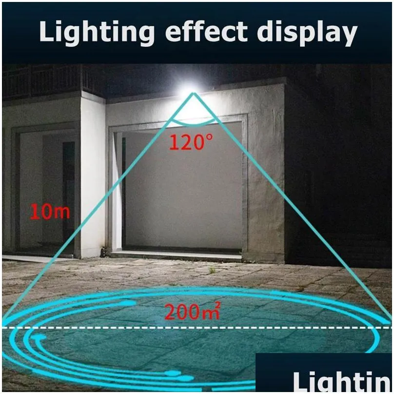 360 led solar wall light dustproof waterproof outdoor decorative lamp yard garden street induction night lights remote control