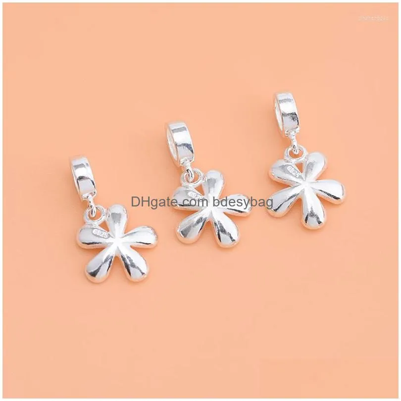 charms flower pendant s925 sterling silver jewelry accessories handmade diy string beads material