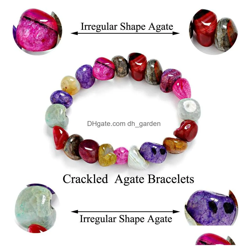 wholesale irregular natural gemstone hand strings with ice cracks 10x11mm configured mixedcolor agate bracelet sz3b033 shipping