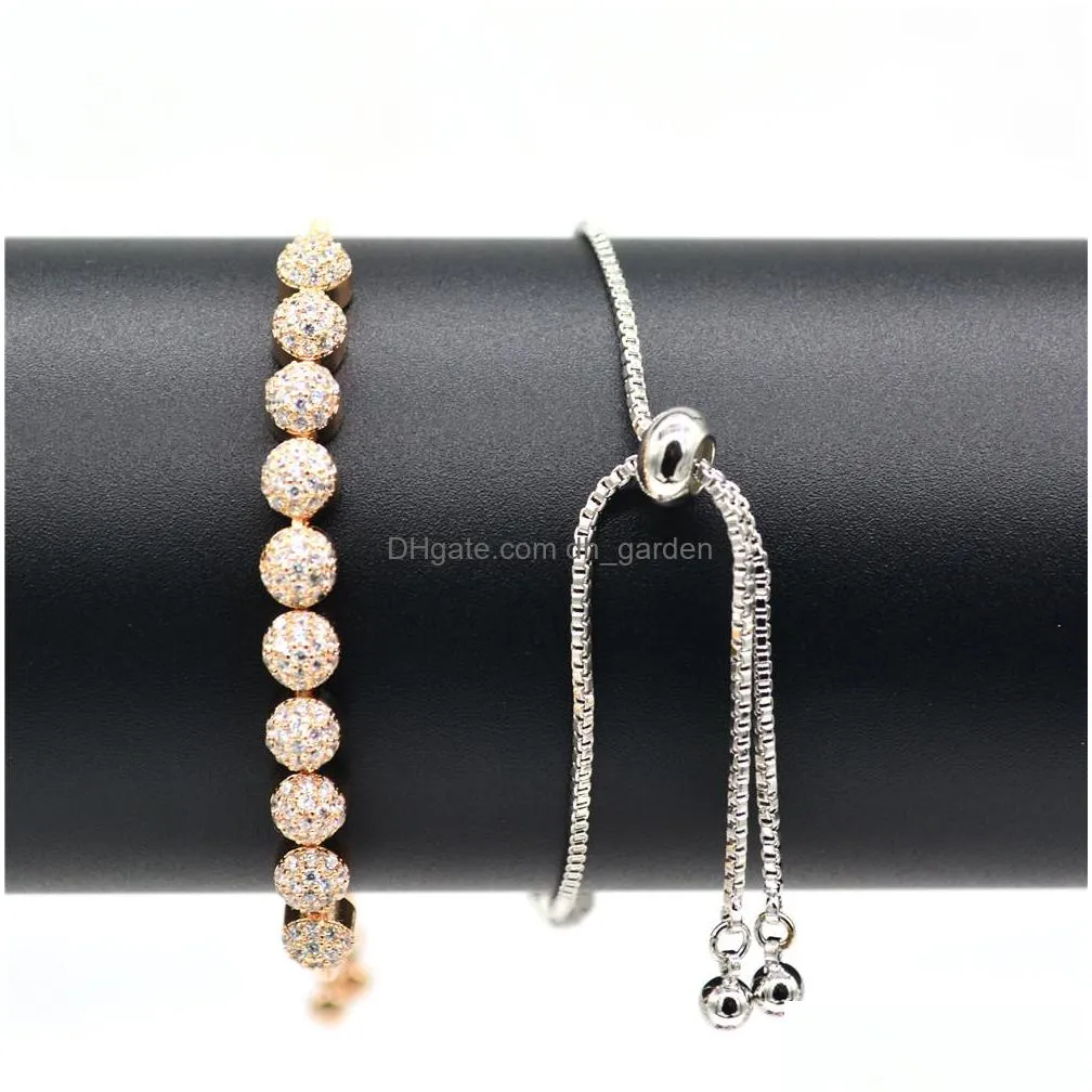 fashioh bracelet cubic zircon beads bracelets white rhinestone bangle chains strand bracelets for women luxury jewelry shipping