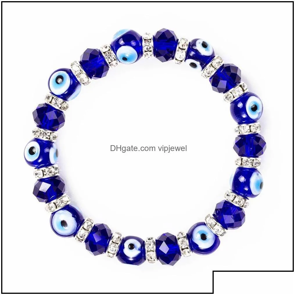 charm bracelets jewelry turkish blue eye bracelet handmade amet religious evil nazar crystal for women girl drop delivery 3ofi7