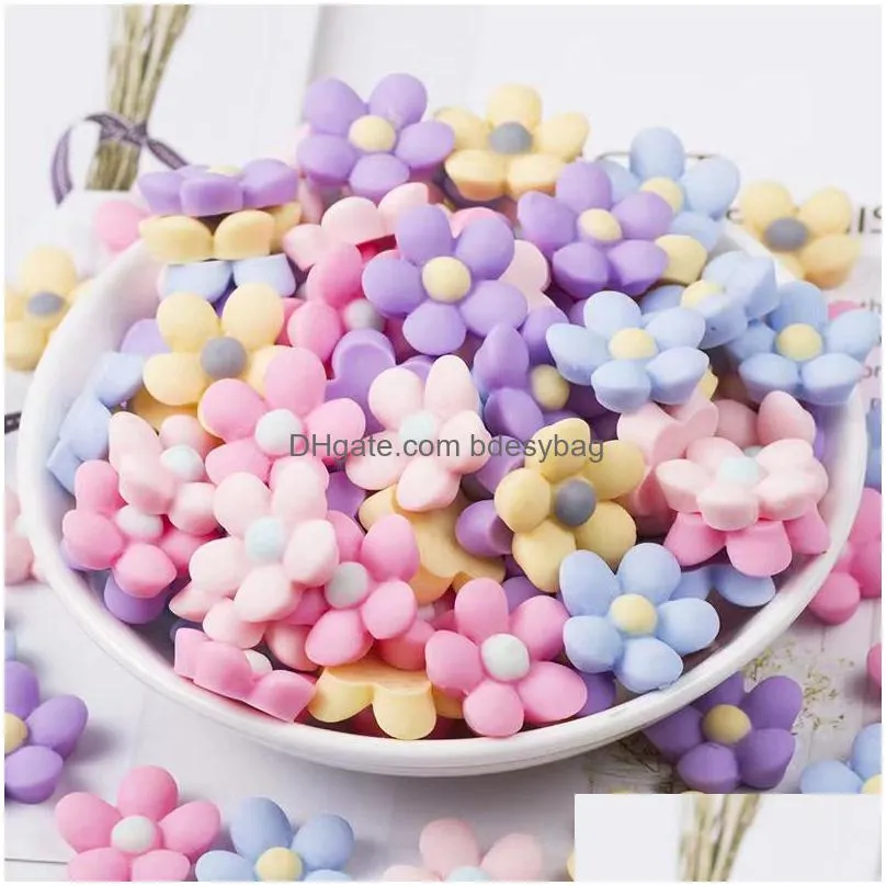 30pcs 18mm mix light colors resin components fivepetal flowers flatback cabochon embellishment accessories diy craft scrapbooking