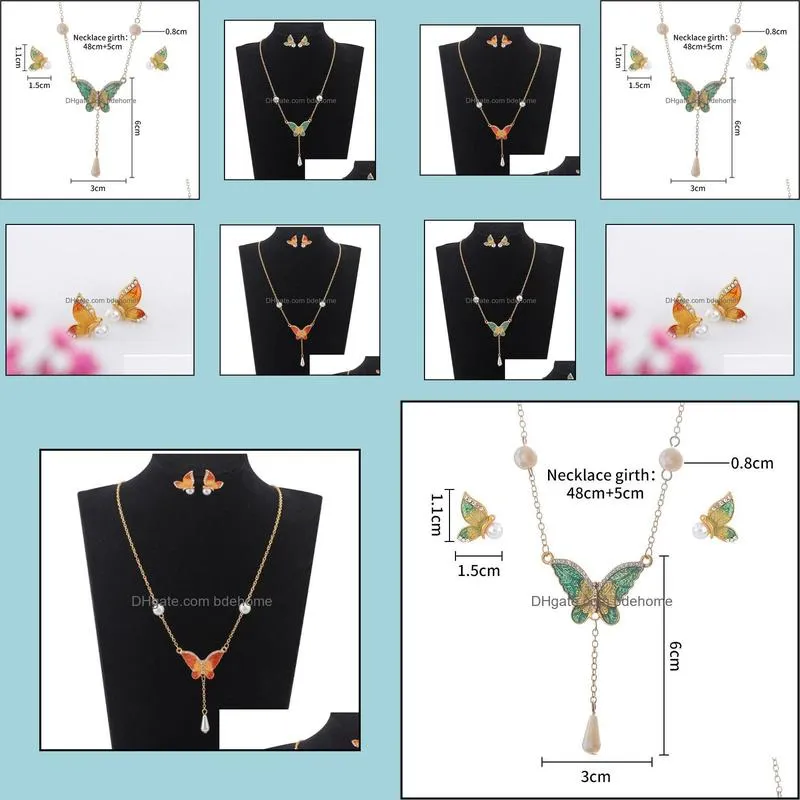 colorful butterfly jewelry sets enamel insect wedding bridal jewelry sets party jewelry set