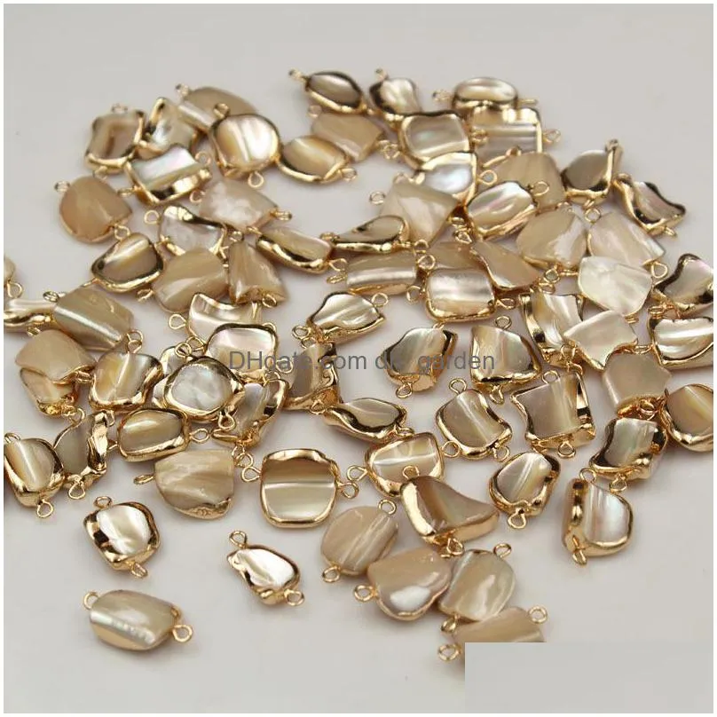 wholesale natural shell double hanging pendant edgewrapped double hanging baroque specialshaped bead diy earring bracelet