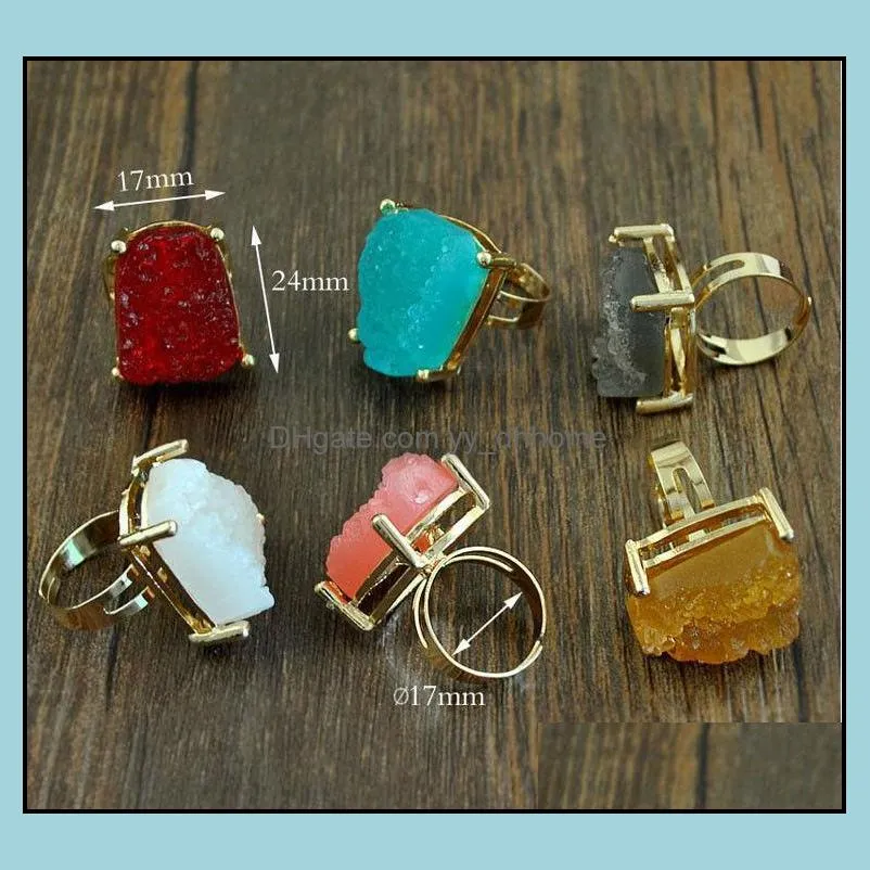 ring for women natural big crystal stone female models exaggerated personality gold gemstone rings