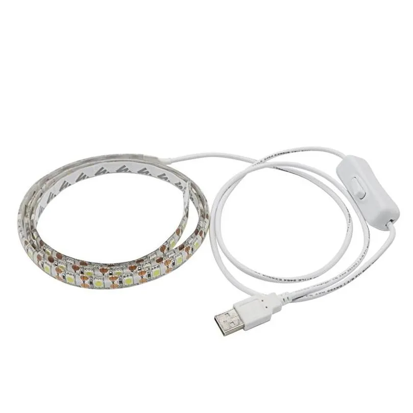 usb 5v led strip 5050 tv background lighting 60leds/m warm white / white usb cable with switch strip set