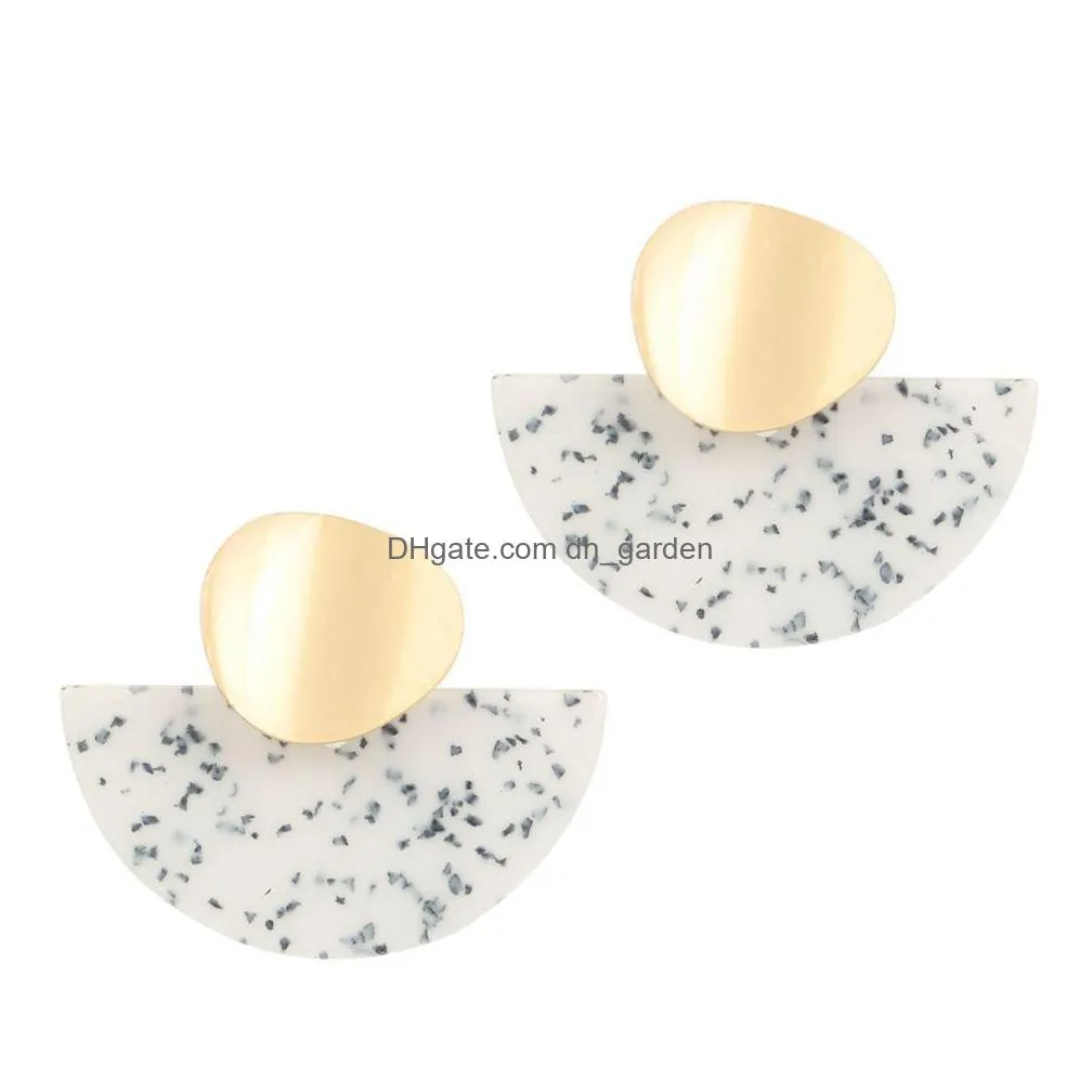 korean style geometric semicircle acetate acrylic resin chic big dangle drop statement ladys earrings shipping
