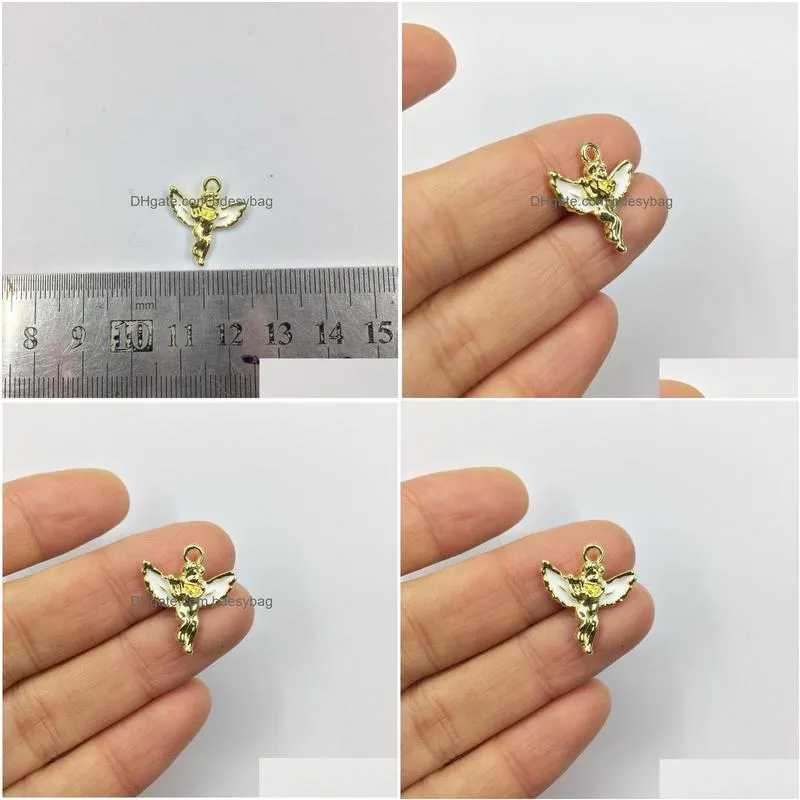 charms eruifa 10pcs 16mm angel with epoxy coin zinc alloy necklace earring bracelet jewelry diy handmade 2 colorscharms