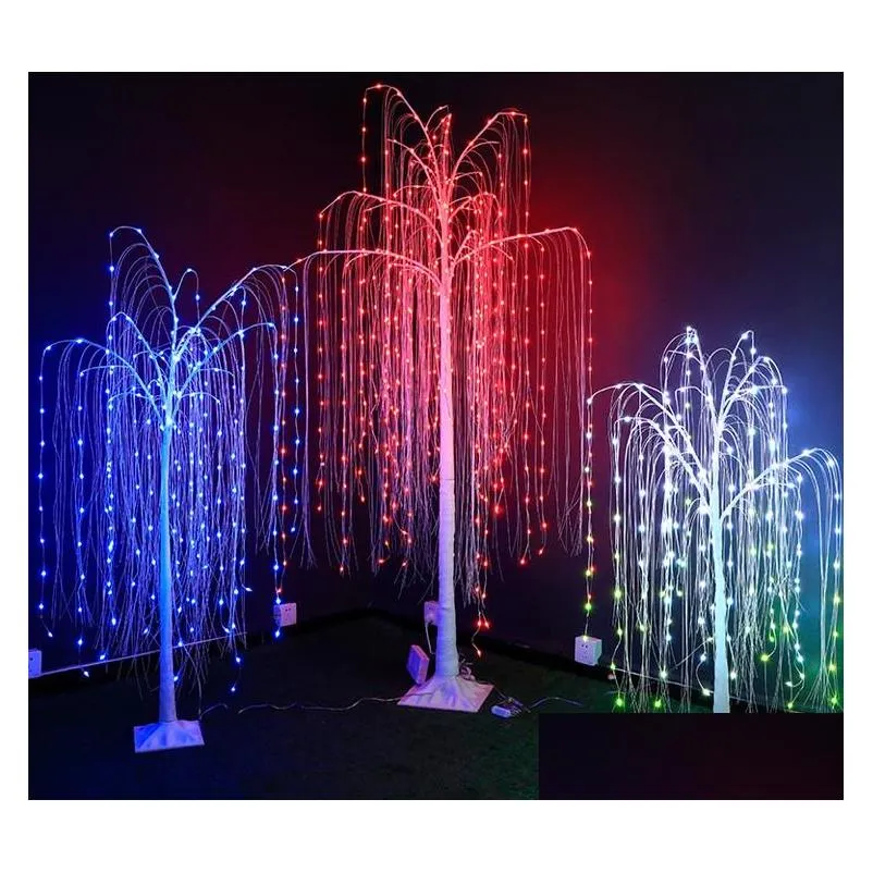colorful weeping willow tree light 18 colors changing christmas artificial fairy light with remote for wedding party
