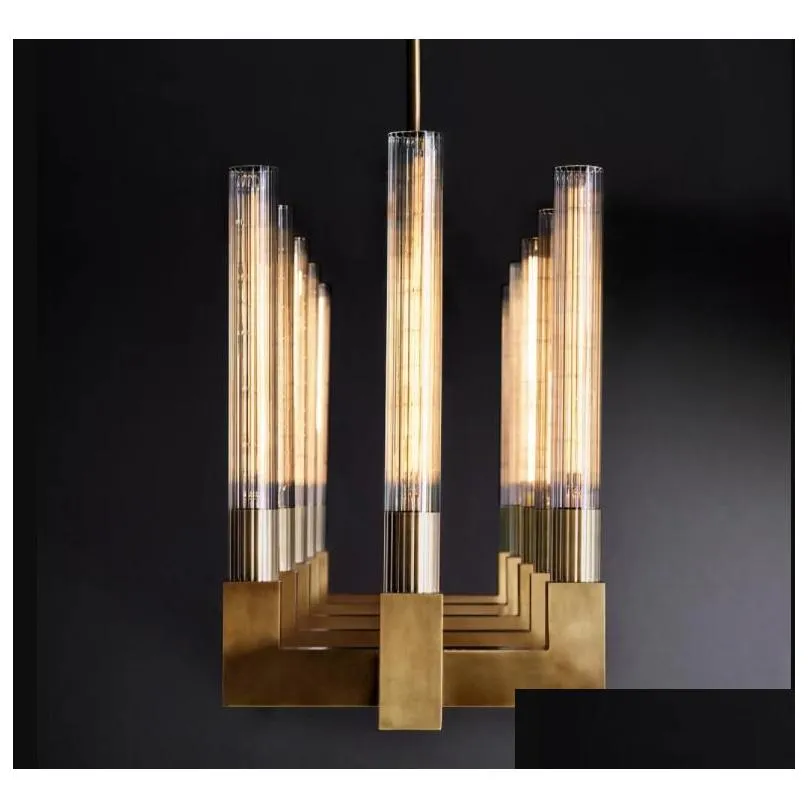 linear chandeliers lamps modern vintage led glass chrome black brass metal lights fixture bedroom living room lustre