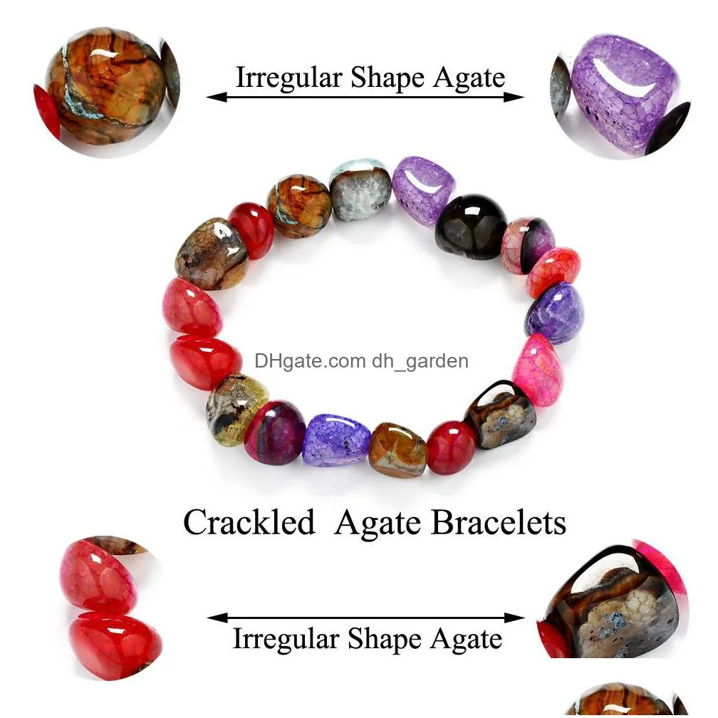 wholesale irregular natural gemstone hand strings with ice cracks 10x11mm configured mixedcolor agate bracelet sz3b033 shipping