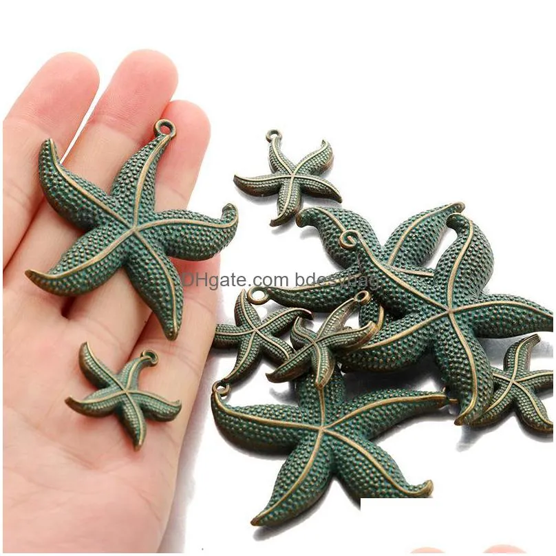 charms antique greek bronze verdigris patina brass starfish pendants for diy jewelry finding making accessories wholesale bulk