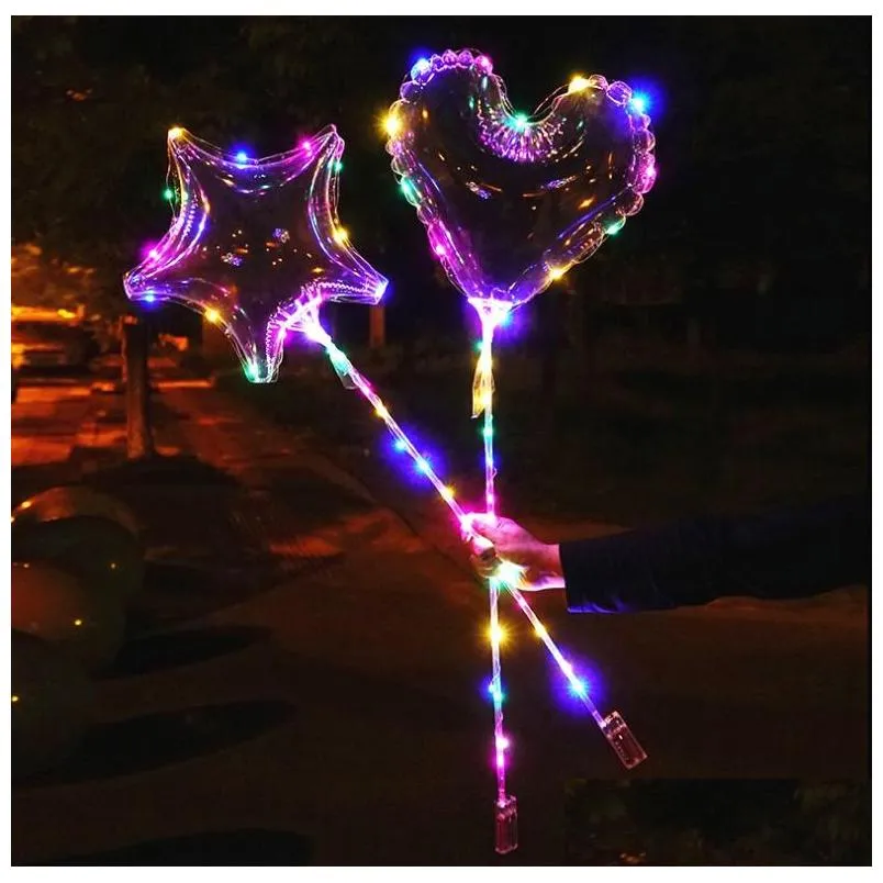 20 inch bobo balloon led light multicolor lighting luminous 70cm pole  30leds night for party balloon wedding holiday decoration