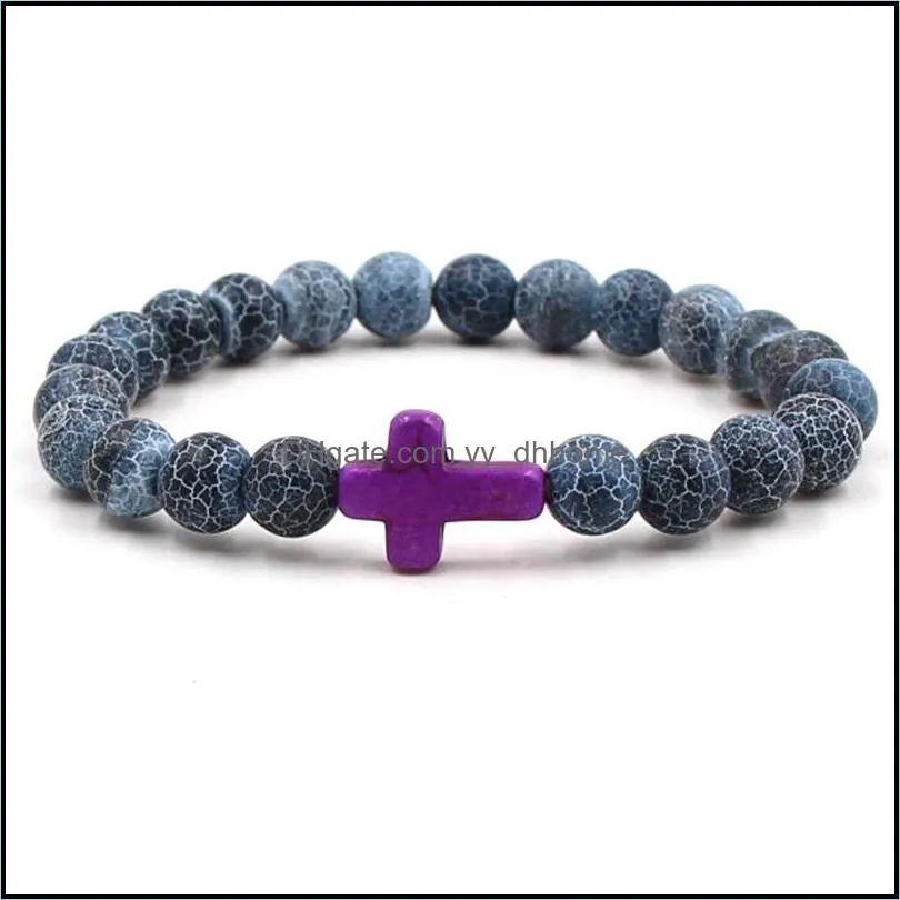 cross bracelet yoga chakra weathered agate stone bead bracelet