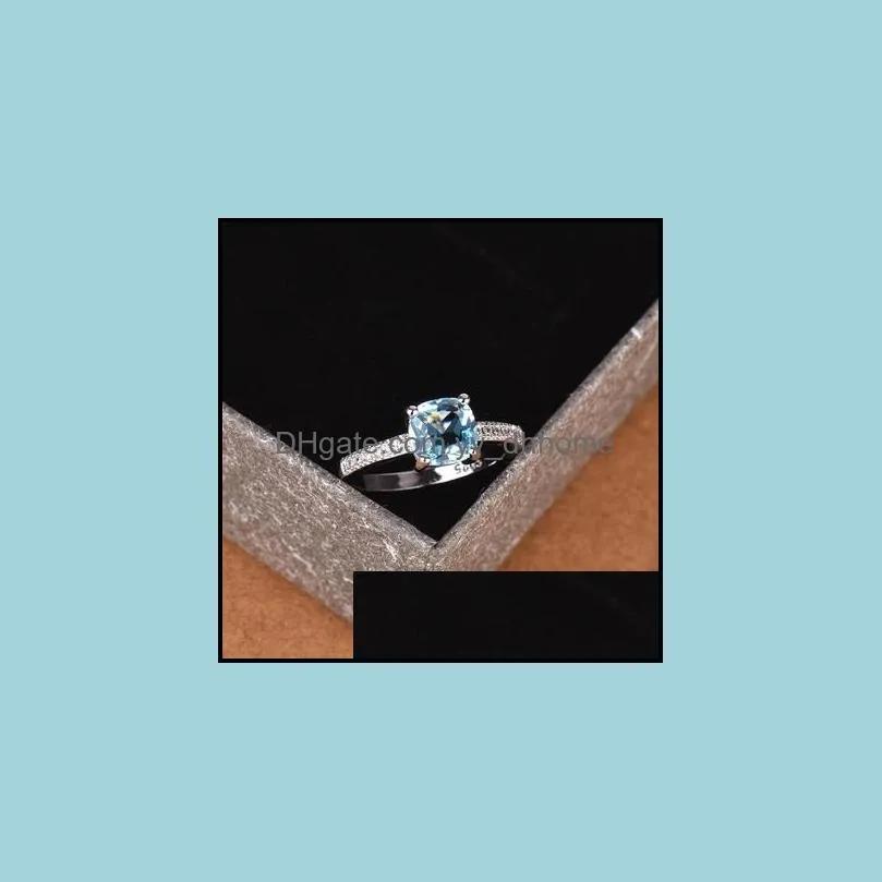 trendy aquamarine 925 sterling silver ring wedding engagement rings for women 925 silver blue sapphire natural luxury jewelry