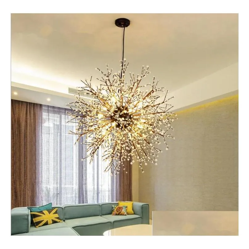 nordic artistic led orb sphere chandelier lamps fireworks acylic dandelion interior designer decorative lustre suspension