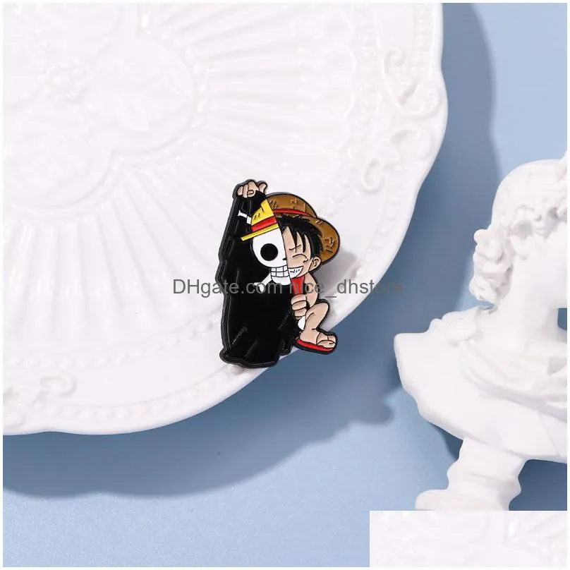 one piece brooch cute anime movies games hard enamel pins collect metal cartoon brooch backpack hat bag collar lapel badges women fashion jewelry films