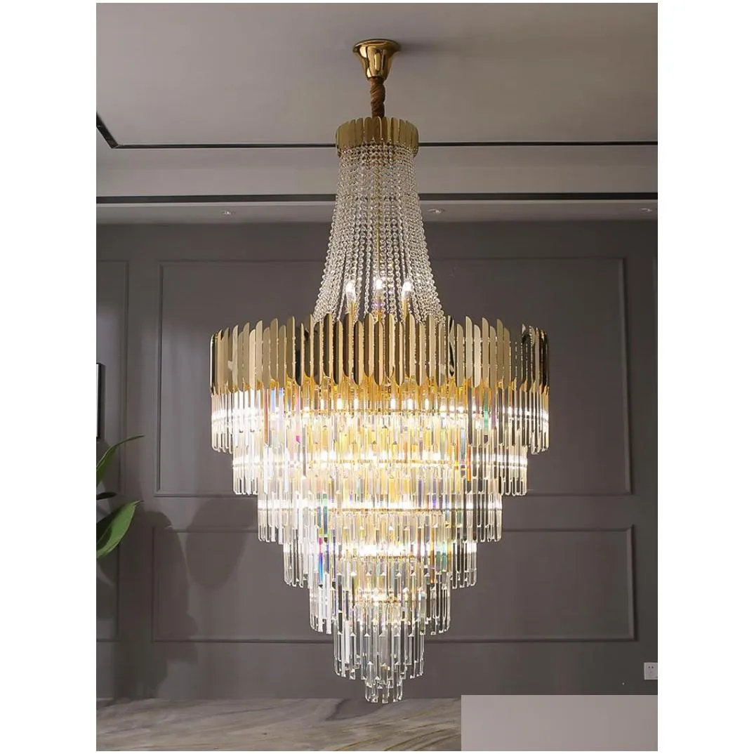 large crystal chandelier in duplex building luxury el lobby engineering villa living room hollow