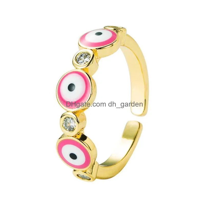 european and american personality evil eye ring oil dripping diamond blue eye opening rings wholesale