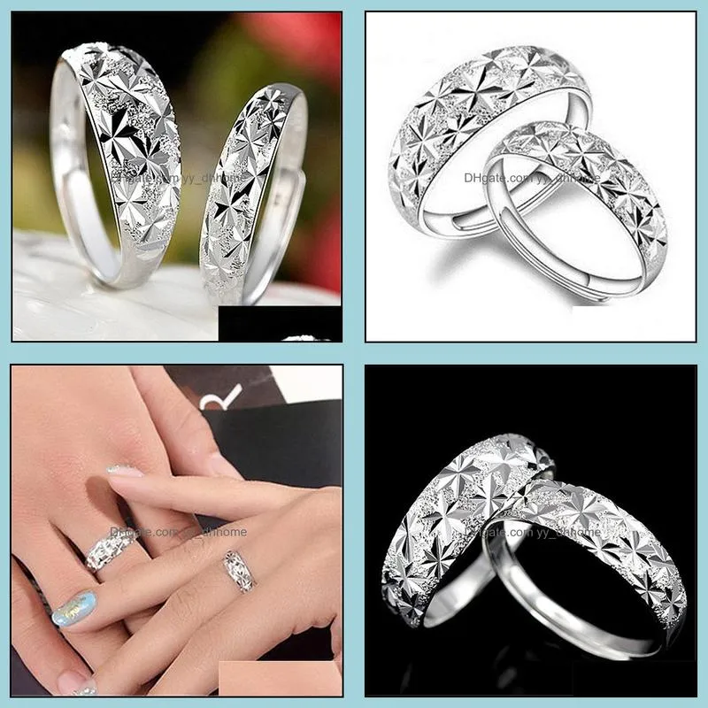 fashion open gypsophila rings couple rings classic gypsophila style adjustable open copper couple rings seal jewelry for wedding