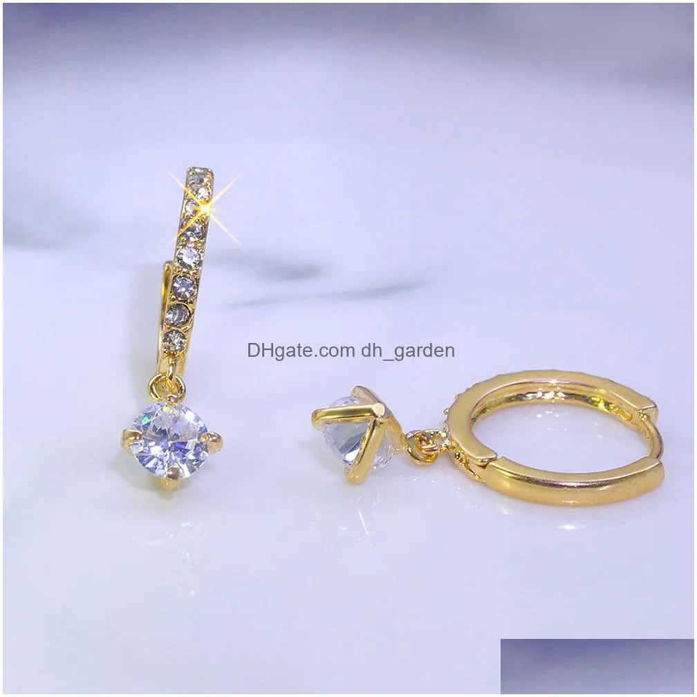 popular european and american fashion stud earrings ol ring full of diamond copper zircon earrings female gold micro