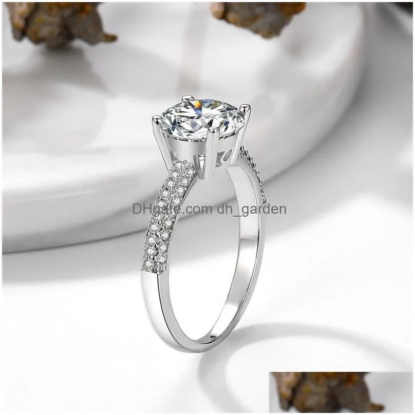 wholesale sterling silver ring cubic zirconia cz diamond anniversary wedding engagement ring for women rings shipping