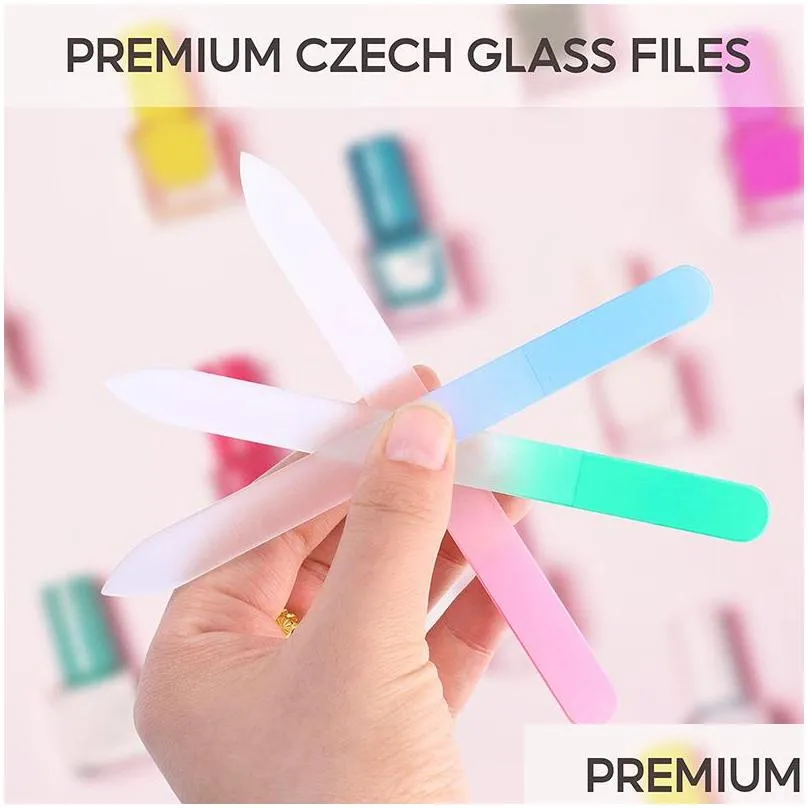 color nail file durable crystal glass nail files nails polishing tool beautifully packaged easy to carry wh0570