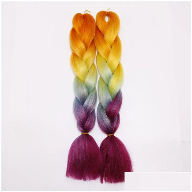 ombre xpression braiding hair three tone jumbo crochet braids synthetic hairs extensions 24 inches braid 100 kanekalon wh0248