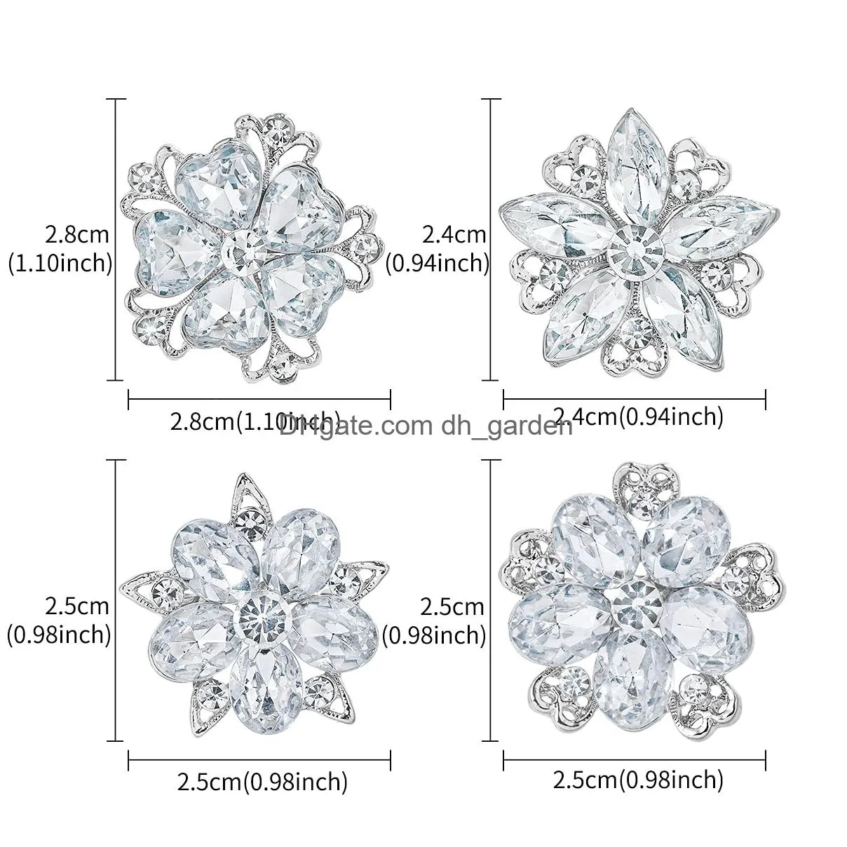 meedoz womens lot crystal rhinestone marquise teardrop flower brooch pin set for diy bridal wedding bouquet kit