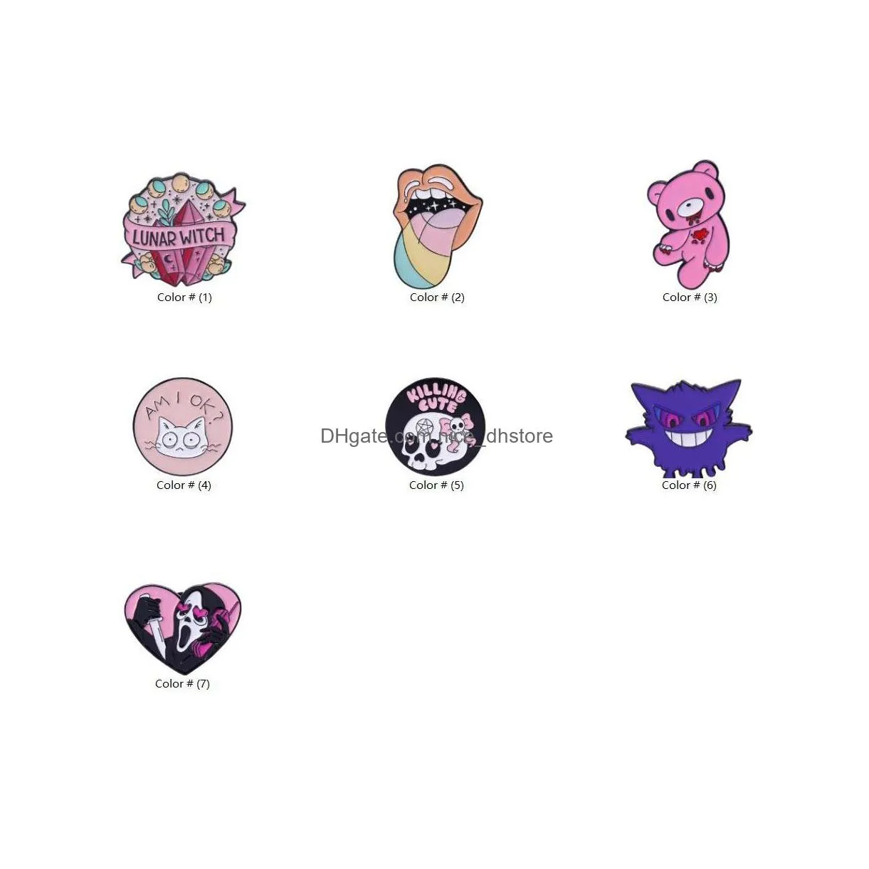 pink punk enamel pins custom witch bear tongue ghost call brooches lapel badges gothic halloween jewelry gift for friends